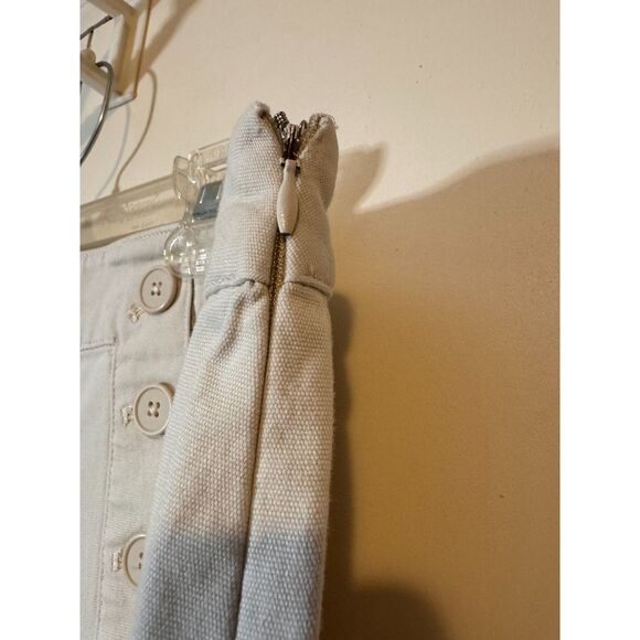 TALBOTS Beige/Ivory Flat Front Side Zip Button Accent Cotton Wide Leg Pa… - Picture 6 of 11